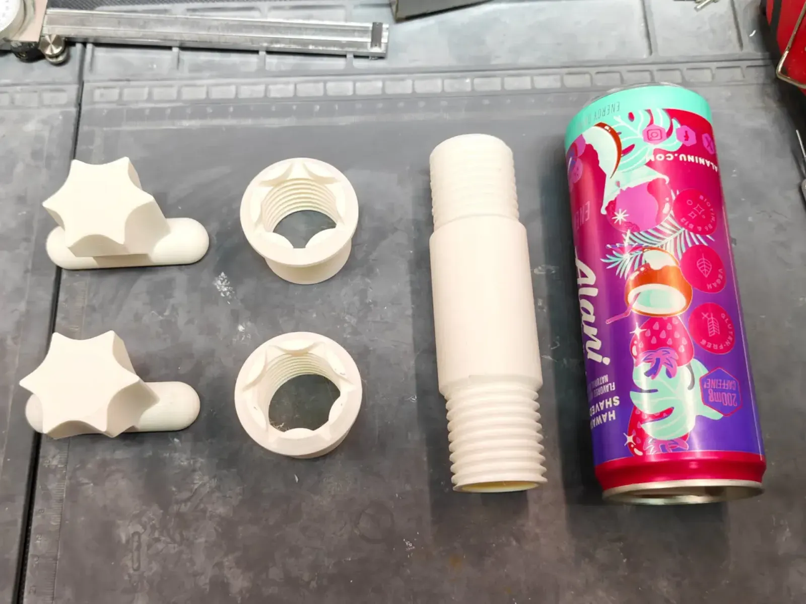 Mid clamp section, both end nuts and the two torx tools