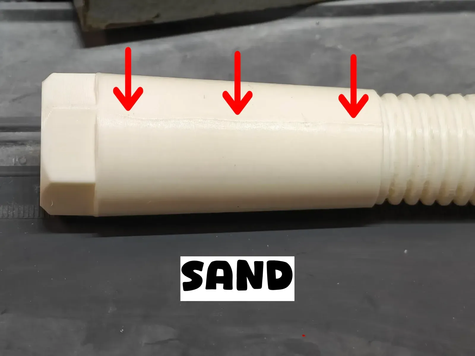 Sand the seam line on the shaft left from printing
